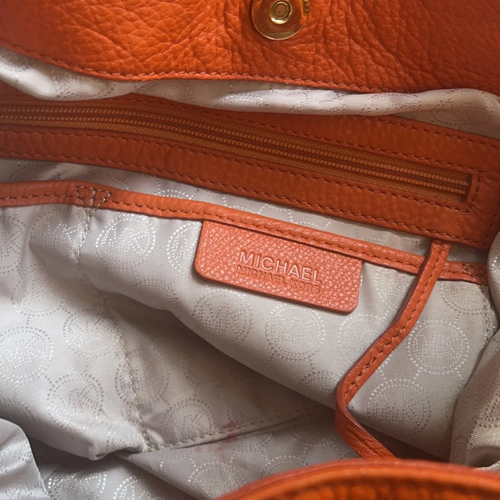 Michael kors orange leather tote